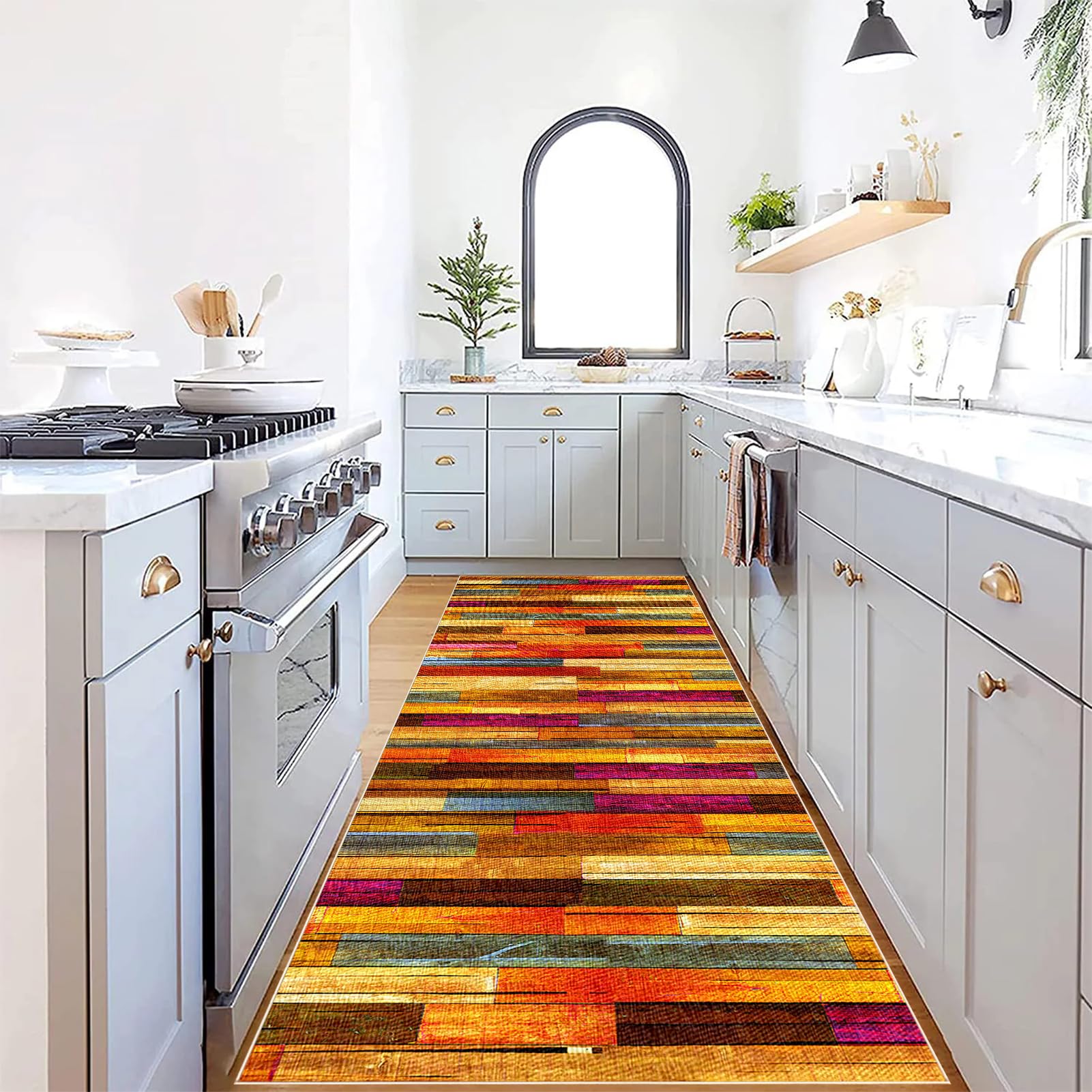 Läufer Teppich für Flur 40 x 300 cm Küchen Läufer Teppiche Rutschfester Waschbar Teppichläufer Flur Modern Küchenteppich Fußmatte Lang Schlafzimmer Entryway Runner Teppich Küchenläufer Matte