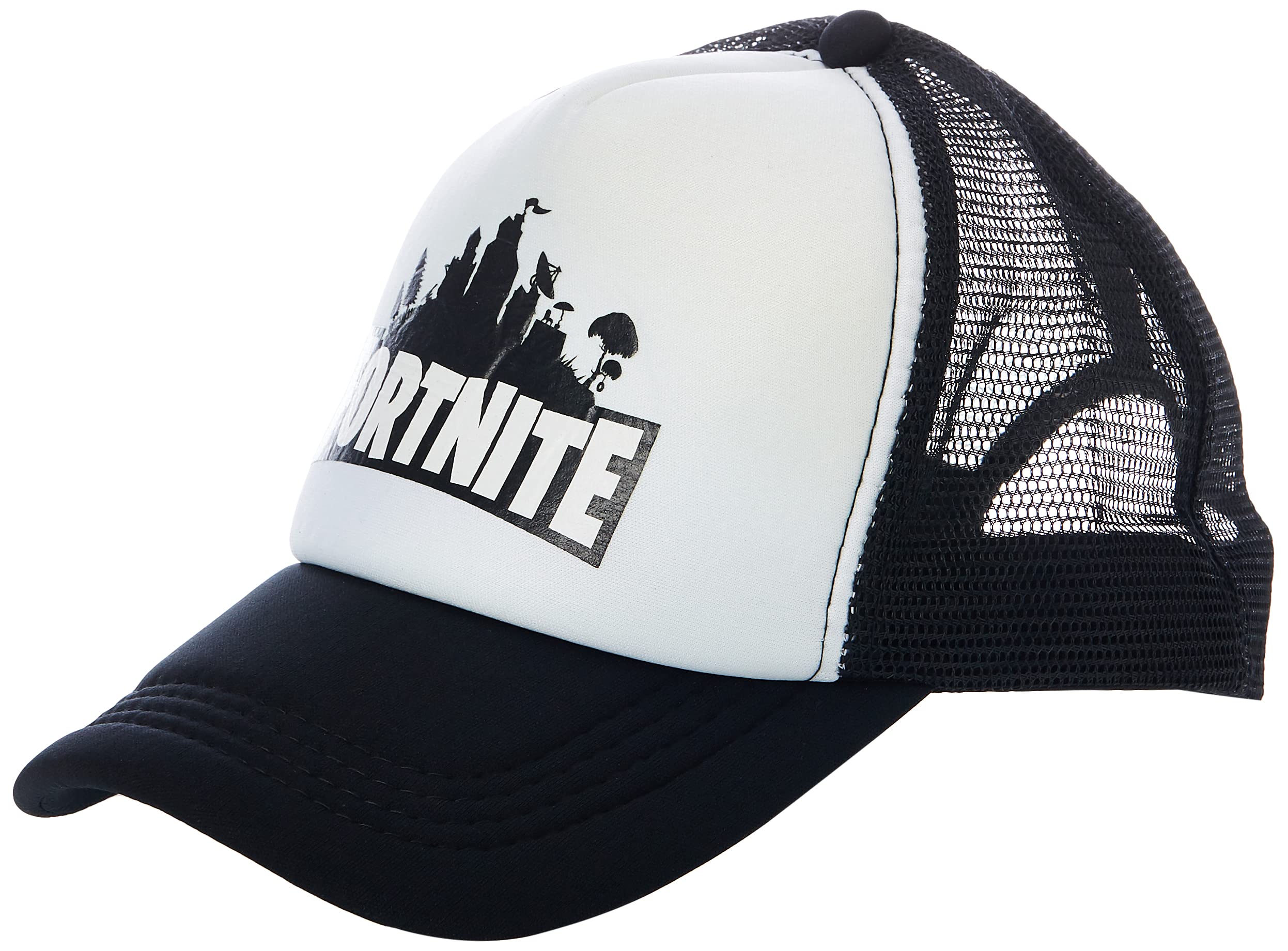 Fortnite Printed Baseball Adjustable Mesh Hat Sun Cap, White, Unisex