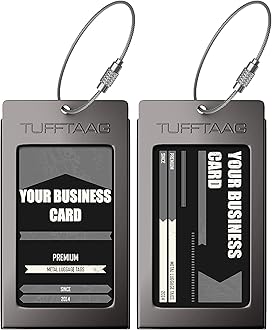 ProudGuy Luggage Tags Business Card Holder TUFFTAAG Travel ID Bag Tag in Many Color Options (2 Tags, Gunmetal Steel)