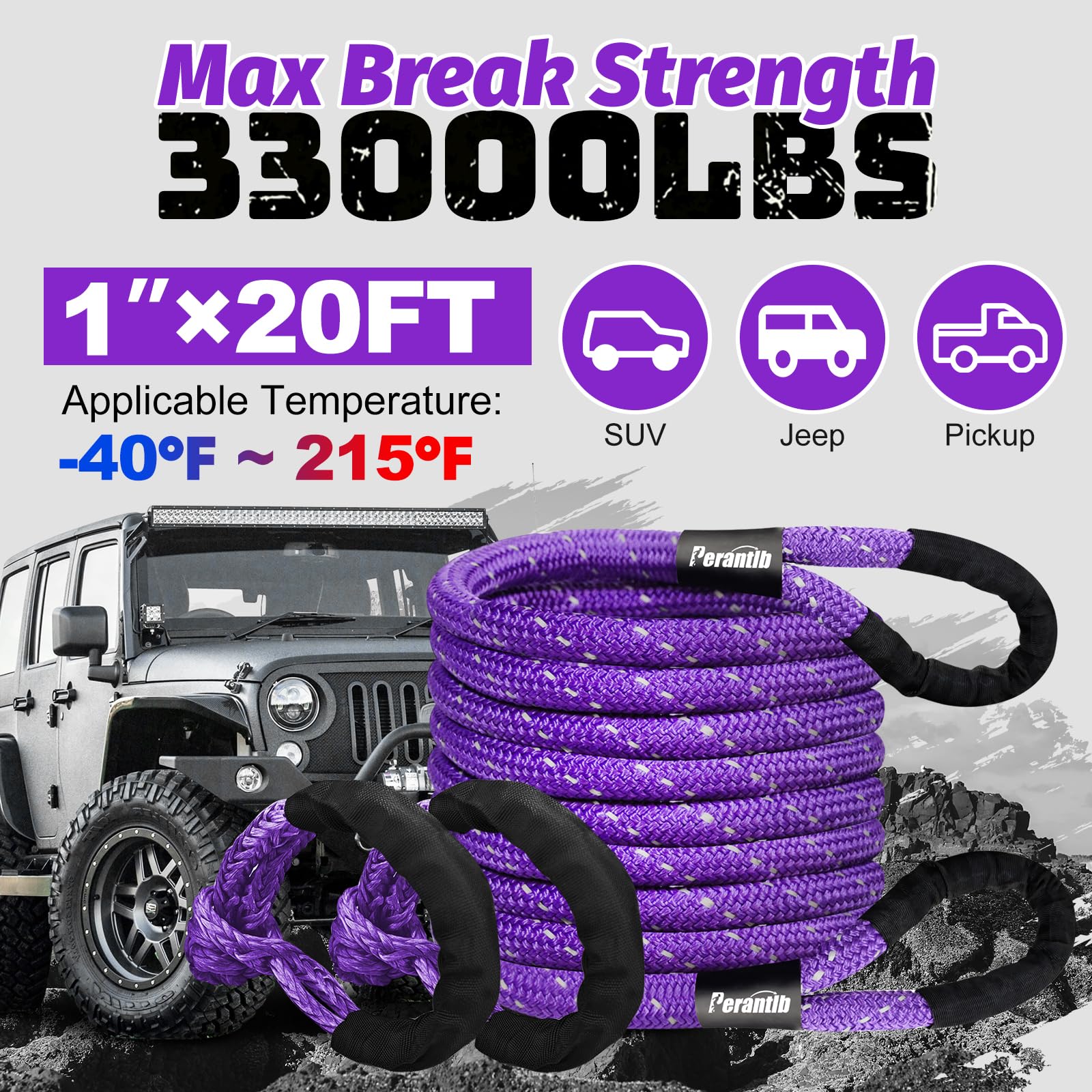 4WD SUV Truck Recovery Gear VEVOR VEVOR Kinetic Energy Recovery Rope ...