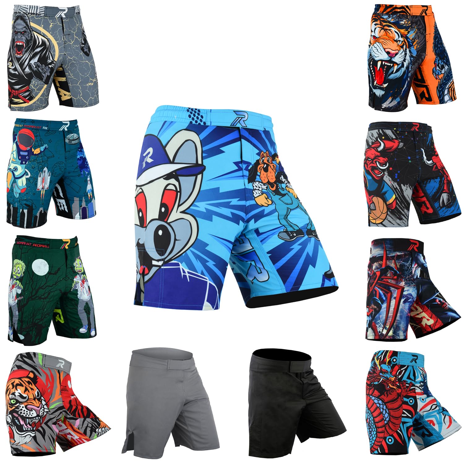 ROAR-INT Kids Mixed Martial Arts MMA Shorts BJJ Cross Training Gym Boxing Grappling Kickboxing Muay Thai Workout Shorts