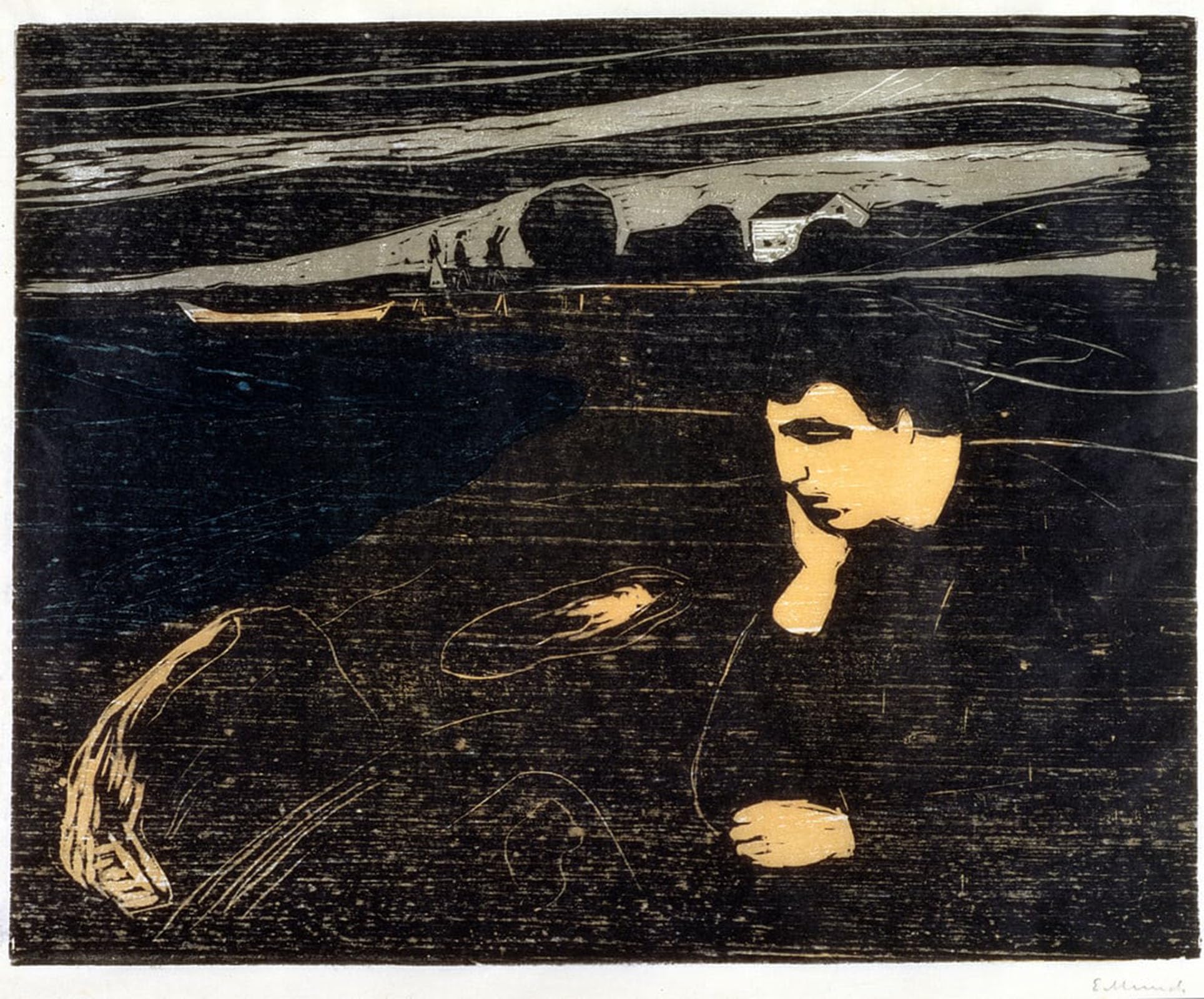 SERENDIPITP Abstract Painting Mural Print Picture Wall Decor Painting Evening Melancholy on the Beach by Edvard Munch Vintage Wall Artwork for Home Decor 60x90cm