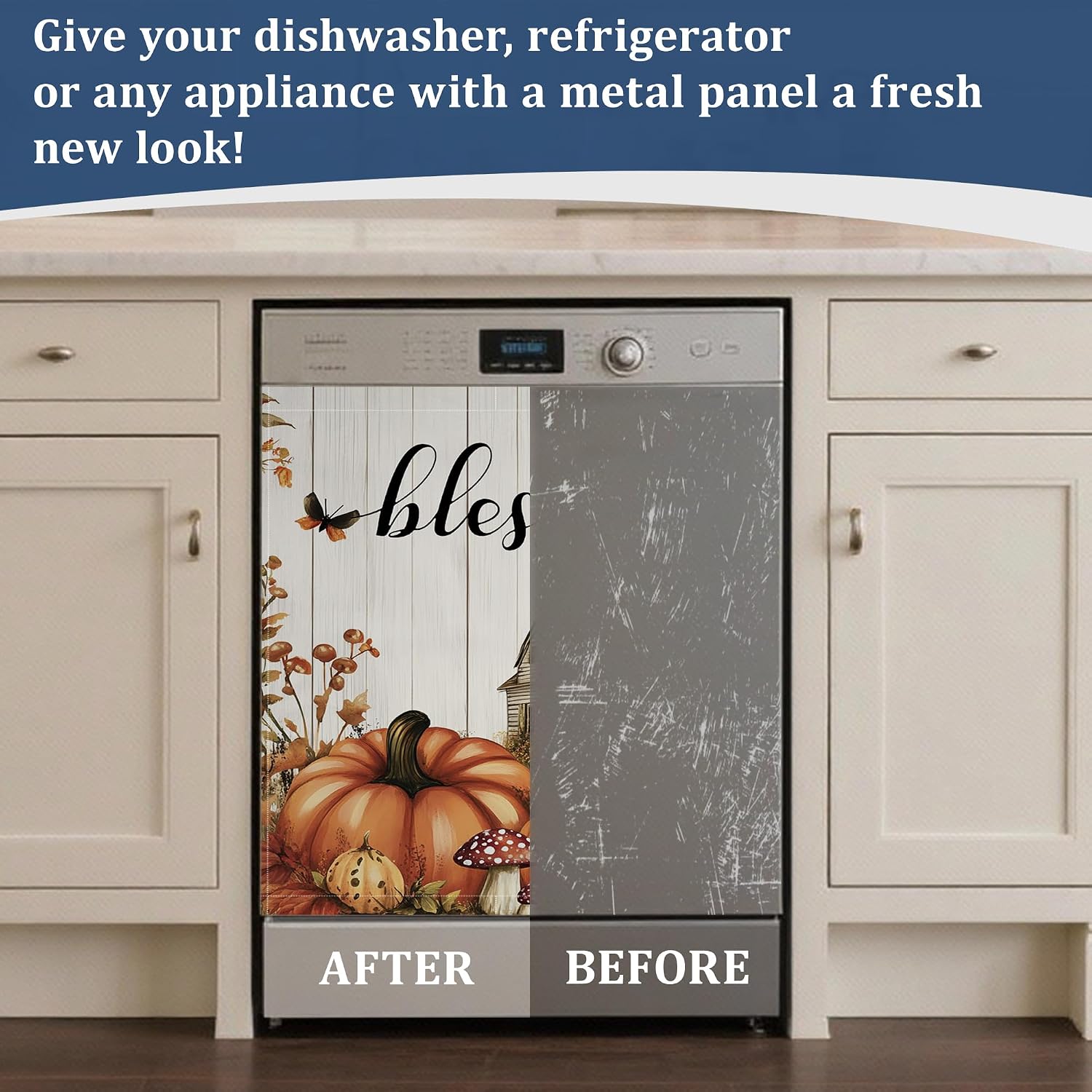 Blessed Dishwasher Magnet Cover Autumn Pumpkin Refrigerator Cover Kitchen Dishwasher Panel Decal, 23x26 inch image 5