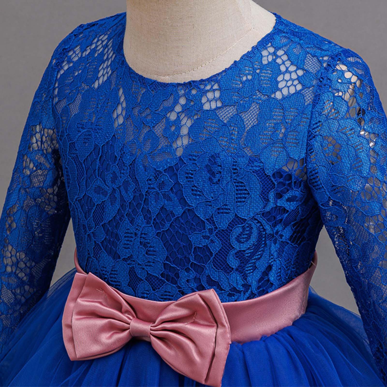 Generisch Festliches Kleid MäDchen - Elegantes Partykleid für Kleinkinder Leichtes mehrlagiges Mesh-Kleid mit vollständig gefüttertem Oberteil weicher Satinschärpe