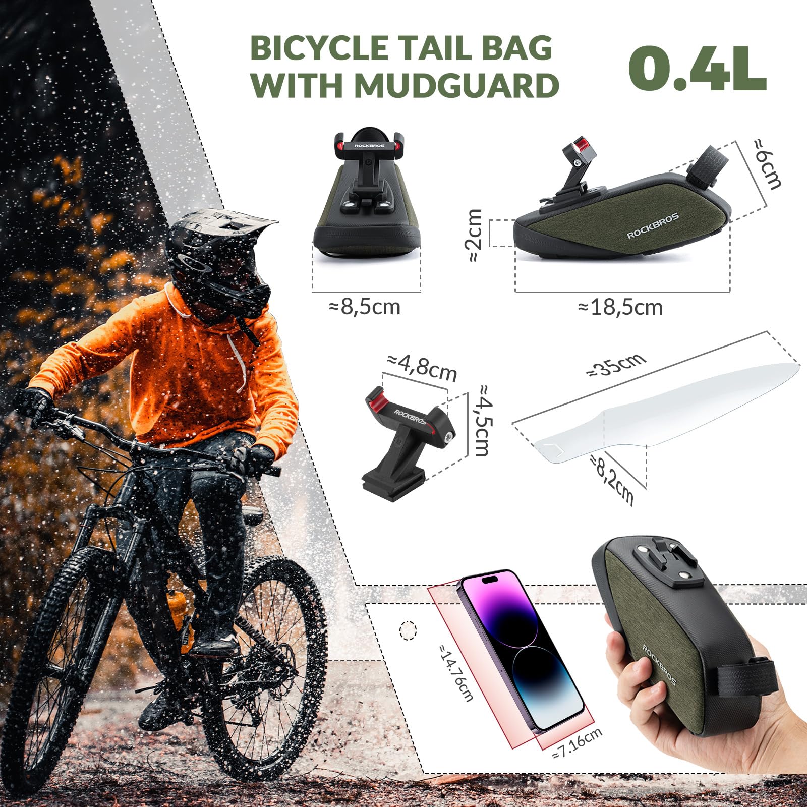 Sacoche de selle de vélo ROCKBROS, Shell rigide, pour VTT, vélo de course, vélo