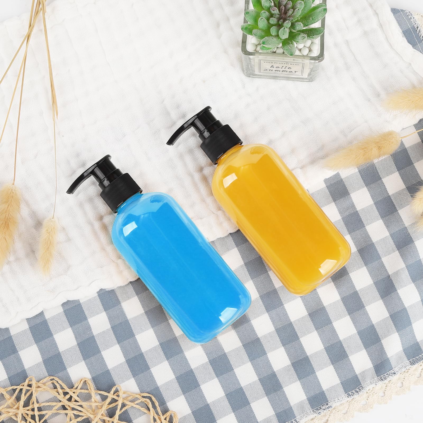 15 bottiglie vuote da 241 ml, dispenser in plastica trasparente ricaricabili, per shampoo, lozioni, sapone per le mani, bagnoschiuma, olio, idratante, contenitori per liquidi da viaggio