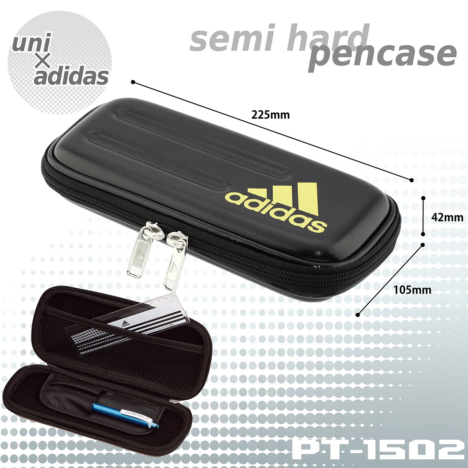 Amazon | 三菱鉛筆 アディダス ペンケース AI04 黒金 セミハード