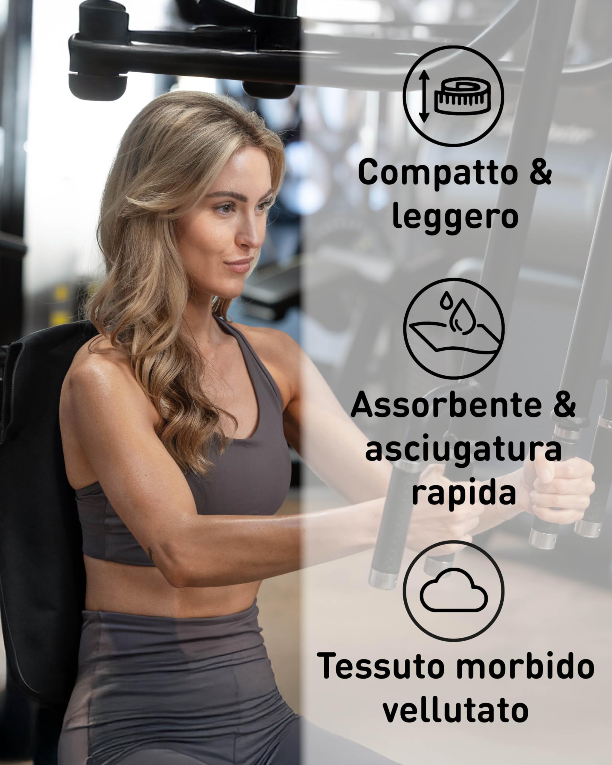Fit-Flip Asciugamano Sportivo con Scomparto a Cerniera e Clip Magnetica - Telo in Microfibra - Compatto e ad Asciugatura Rapida - Accessori da Palestra uome e Donna