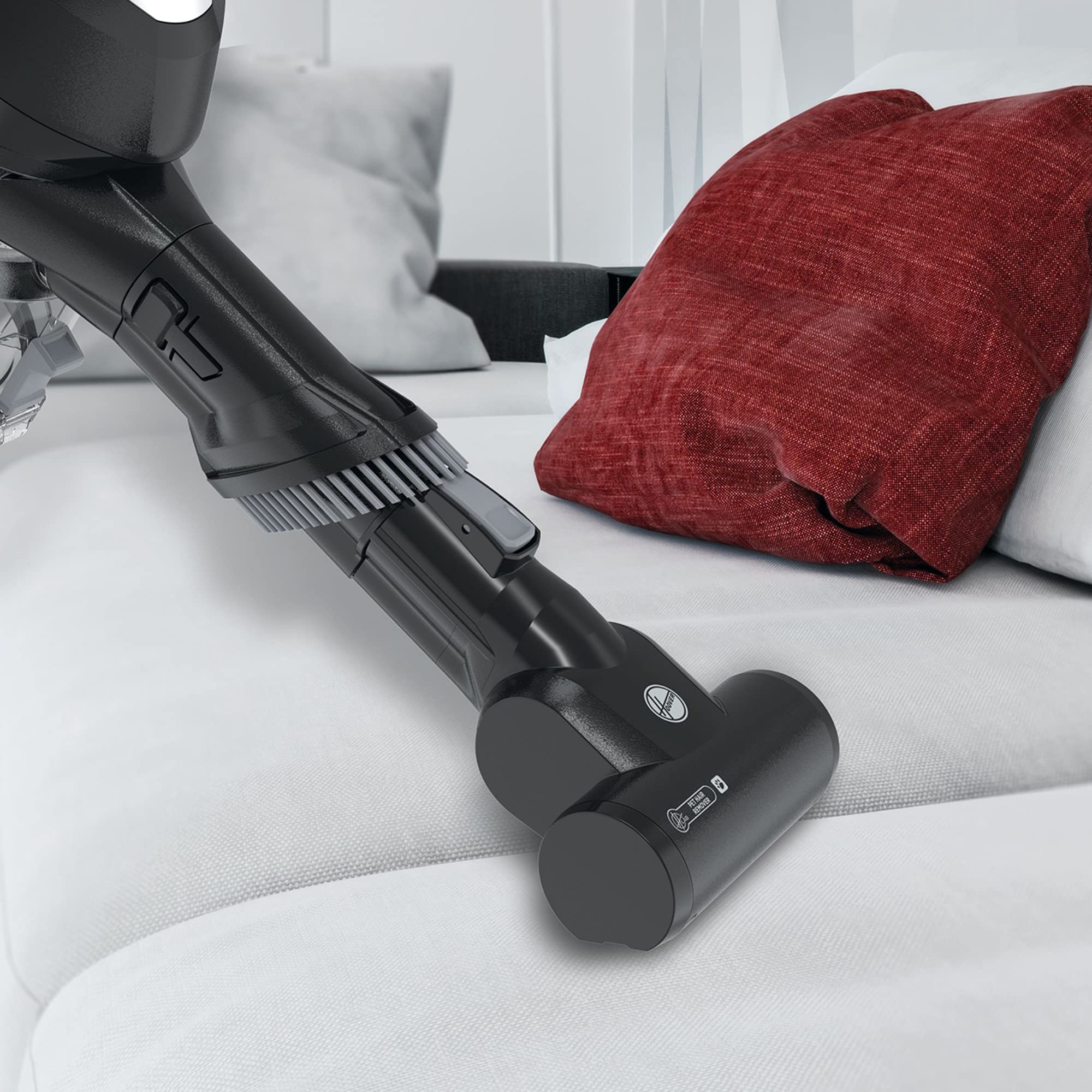 Hoover H-FREE 100 PETS odkurzacz akumulatorowy, 2 w 1, mini dysza turbo do sierści zwierząt, do 40 min. czasu pracy, zmotoryzowana dysza podłogowa LED, bezworkowa, bezprzewodowa, model: HF122BPT, szary/tytanowy