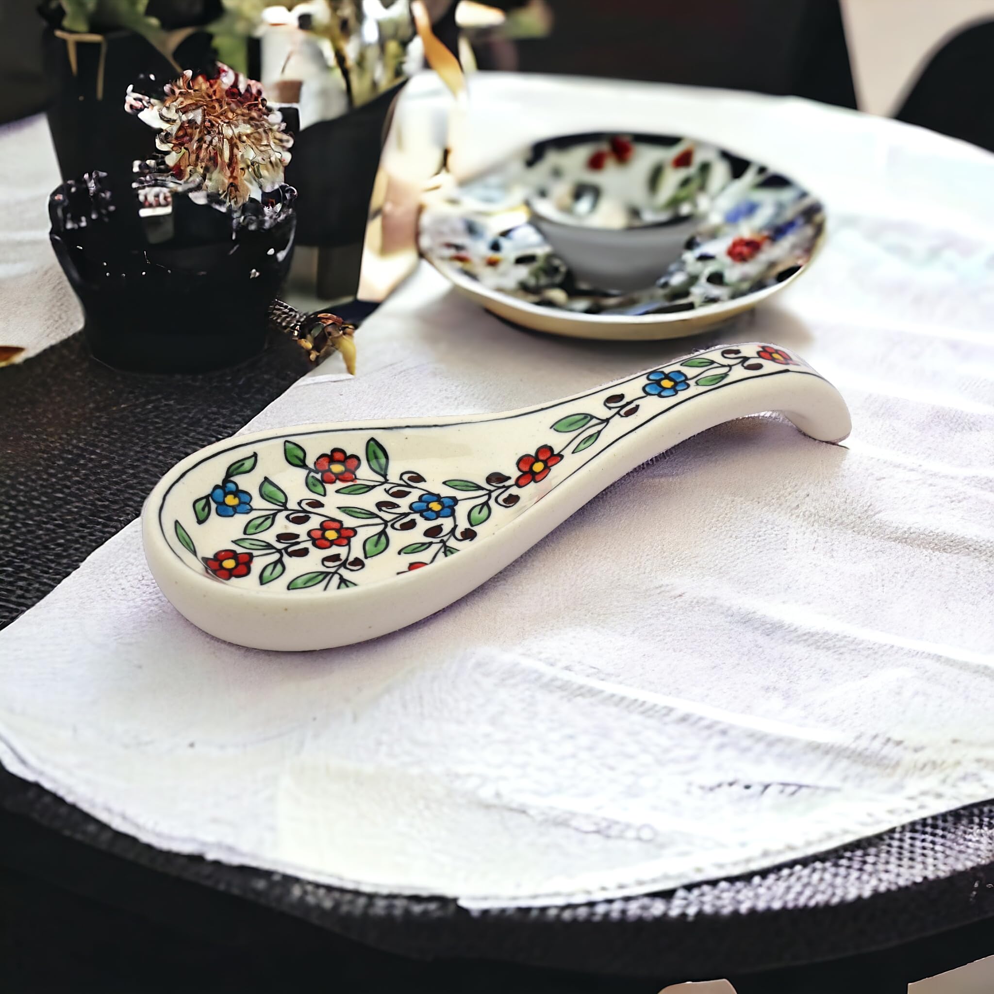 Malaikah Ceramic Spoon Rest Pack of 2 for Home, Kitchen, Dining, Kitchen Decor & Gifting 4