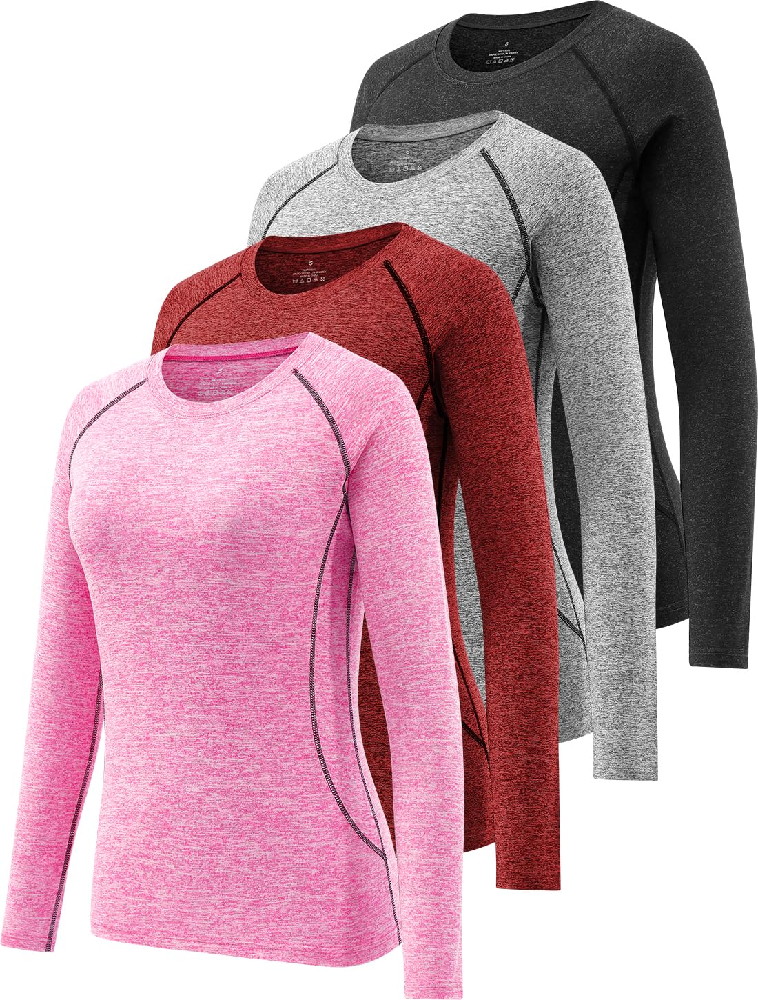 Ullony Womens Long Sleeve Moisture Wicking Tee Shirt Long Sleeve Workout Tops for Women Dry Fit Yoga Athletic Running T Shirt