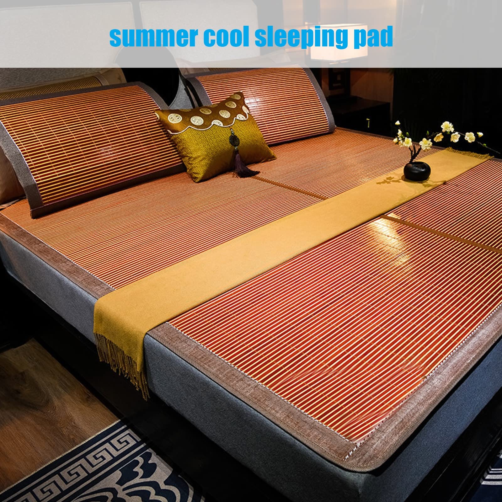 Générique MatelasTapis de Couchage en Bambou Tapis de Refroidissement pour la Transpiration Tapis de Couchage Frais d'été en rotin de Bambou Matelas de climatisation Pliable