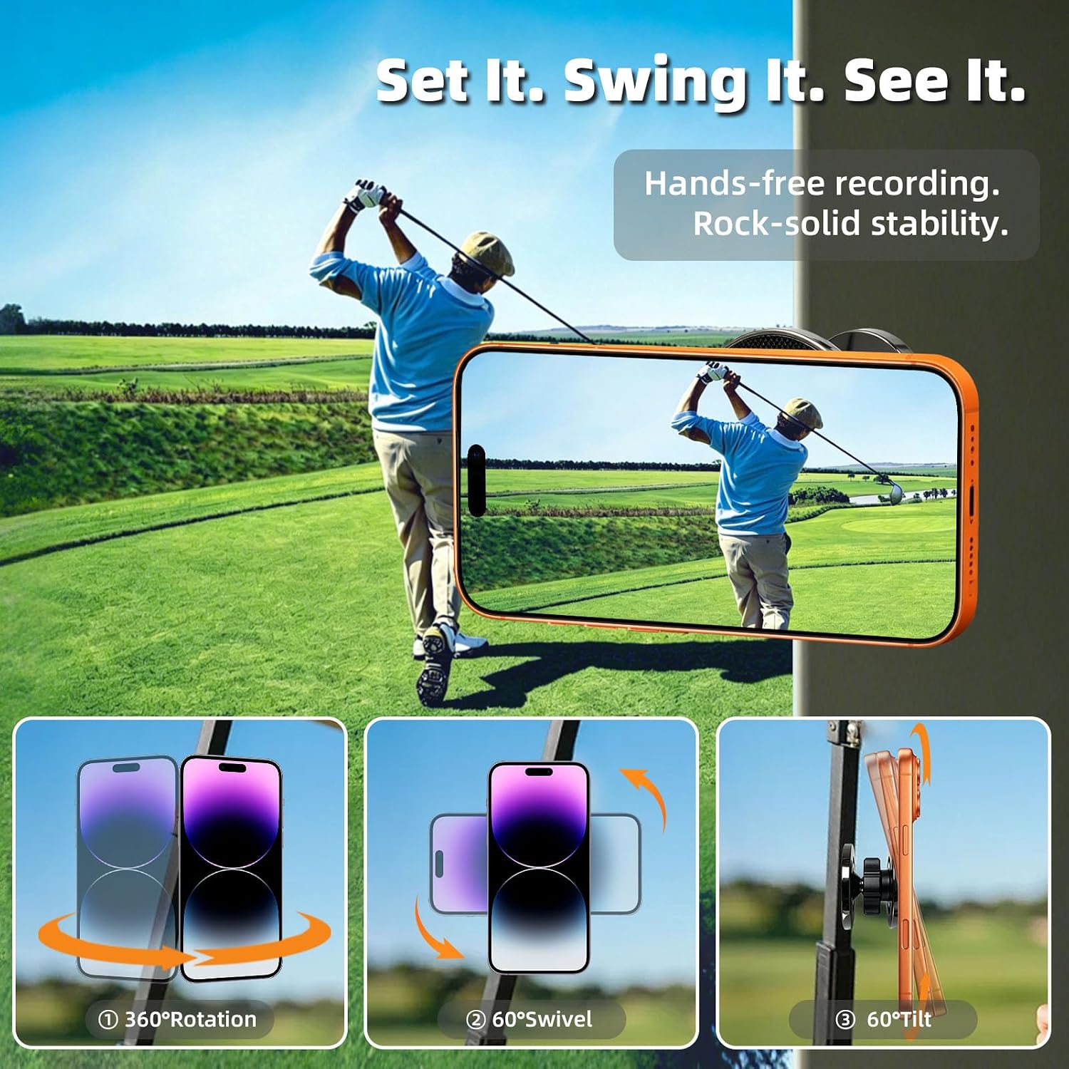 Magnetic Golf Cart Phone Holder,MagSafe iPhone Golf Accessories for Men image 5