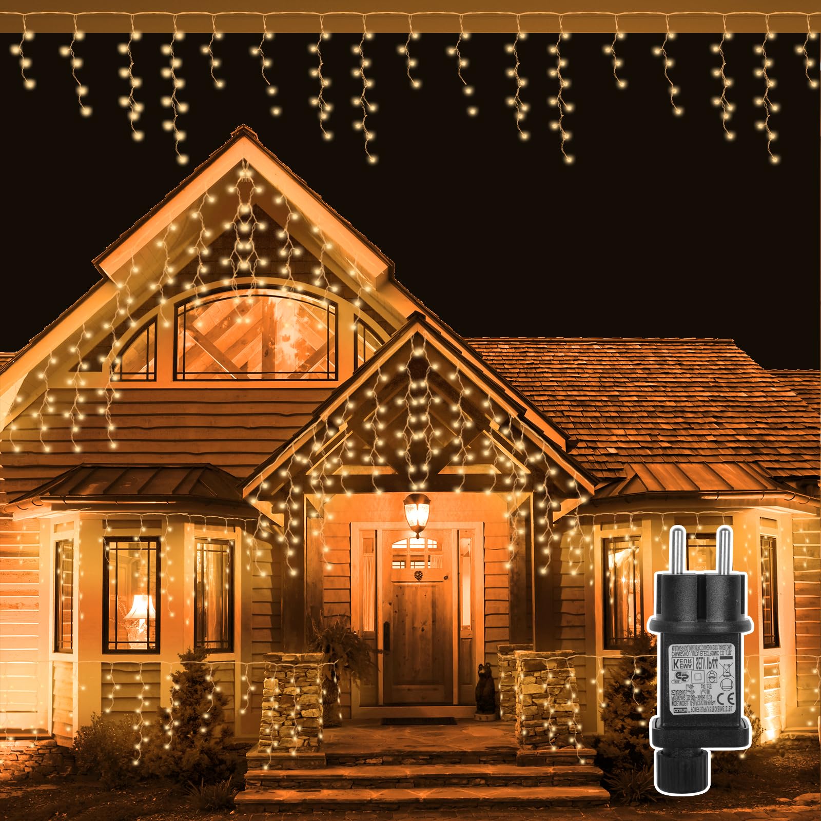 Withosent 10M Cortina Luces Navidad Exterior 400 LED, 8 Modos Blanco Cálido Guirnalda Luces, IP44 Impermeable Luces Navidad Cortina Impermeable, Para Balcon Jardin Terraza