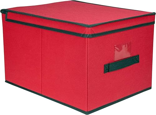 Miniatura 2 de Northlight Caja de almacenamiento plegable roja de la decoración de la Navidad de 16" con Handel