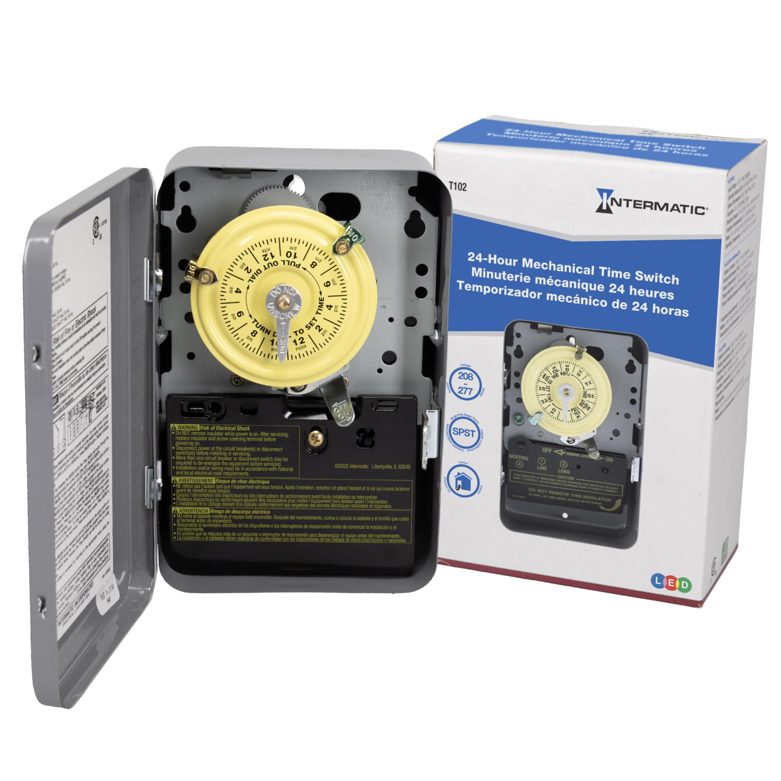 Intermatic T102 208-277-Volt SPST 24 Hour Mechanical Time Switch