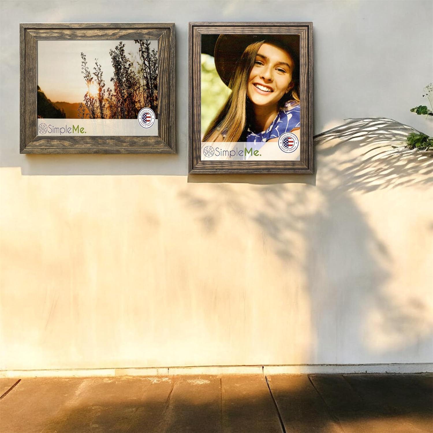 SimpleMe 100% Solid Wood Picture Frames 8.5x11 with Glass 2 Pack - Rustic Wooden Document Photo Frame Wall or Tabletop Display - Grey