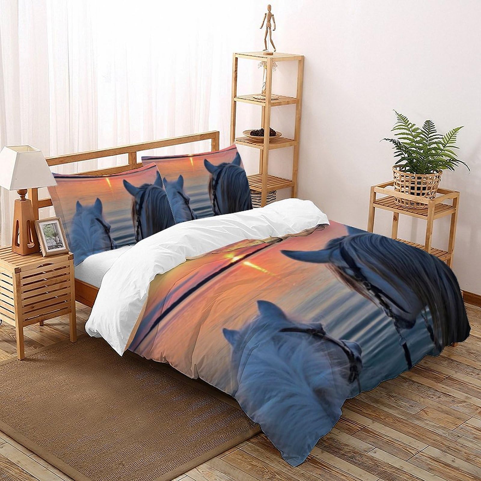 Housse de couette imprimé 3D animaux en microfibre douce avec fermeture éclair 200x200
