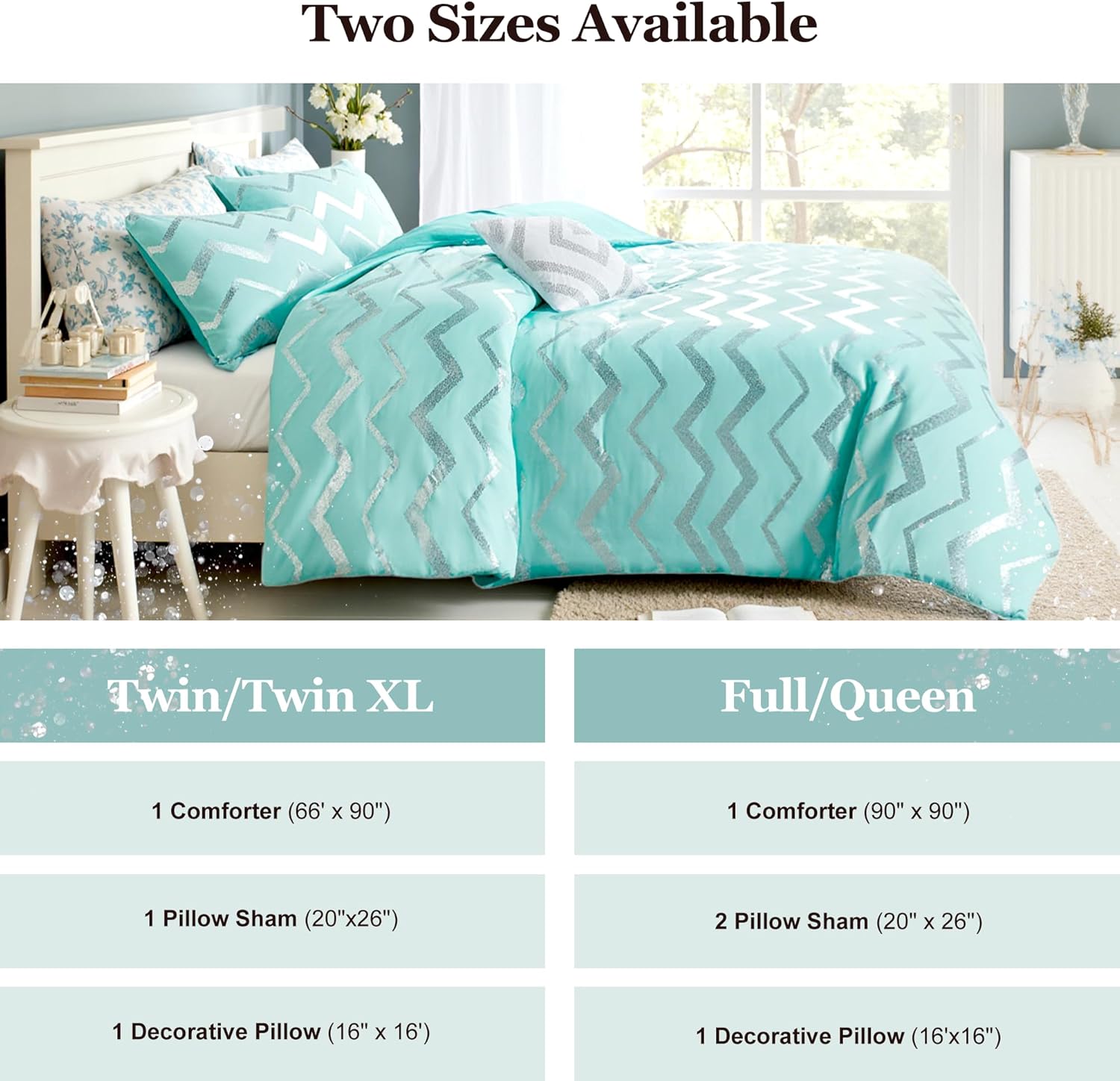 Codi Teen Girls Bedding Sets Twin Size, Teal Blue Bed Comforter Set for College Dorm Girl, 3 Pieces - All Seasons Warm - Image 7