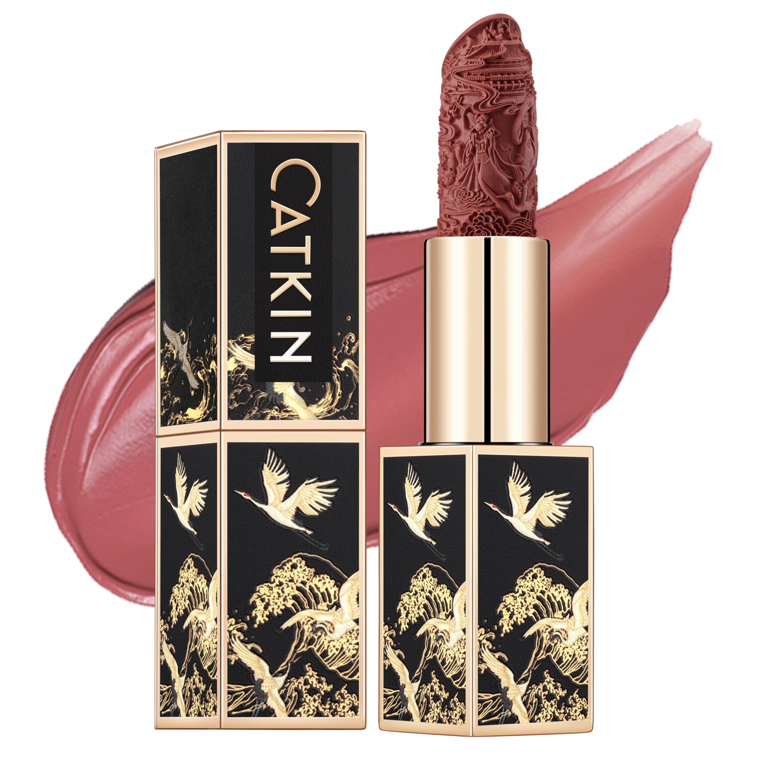 Catkin Rouge Matte Lipstick, Waterproof Long Lasting Satin Moisturizing Smooth Soft 0.13 Ounce-Chinese Style (CR136)