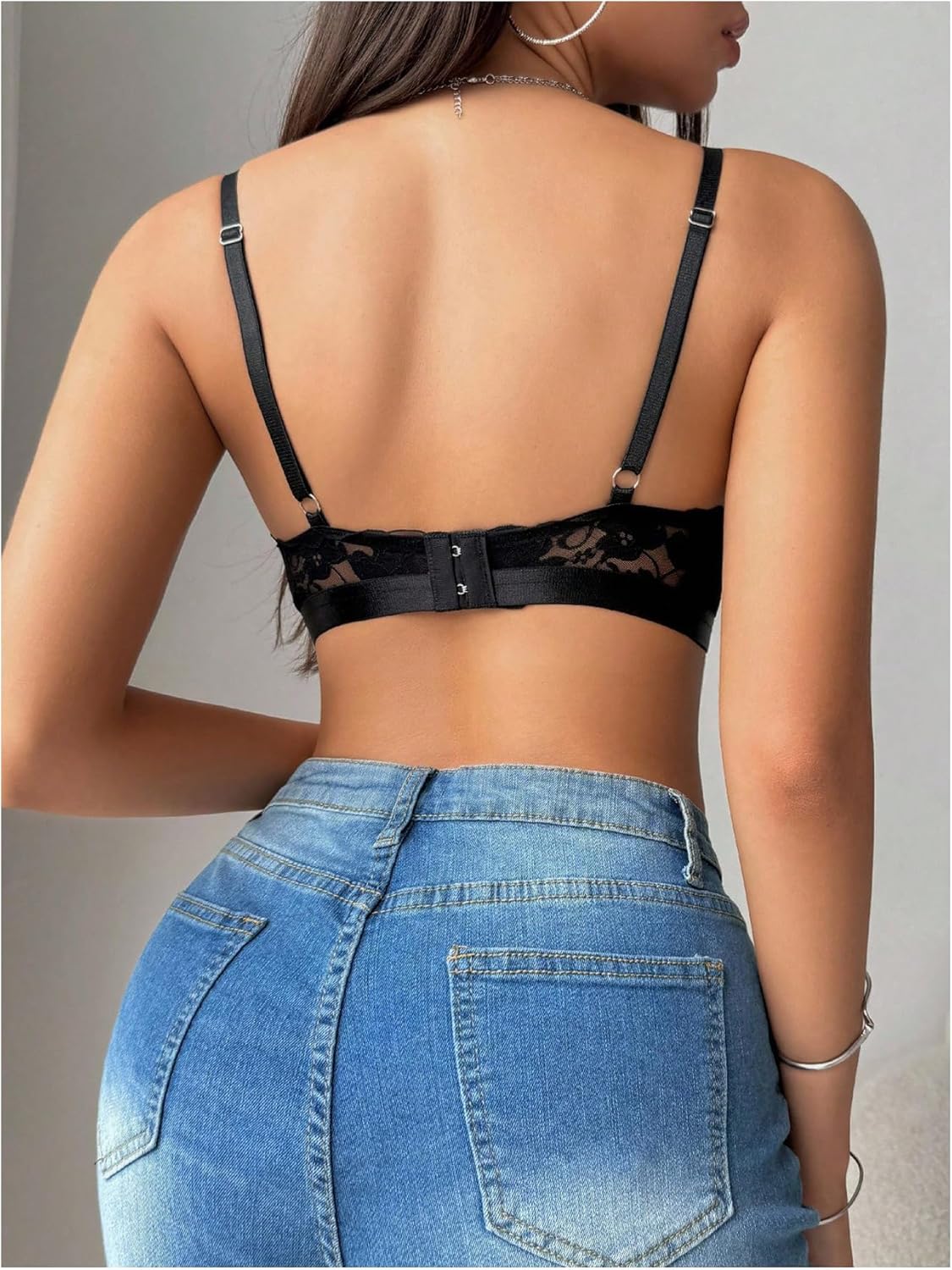 SOLY HUX Women's Floral Lace Bralettes Mesh See Through Strappy Wireless Bras Lingerie - Image 3