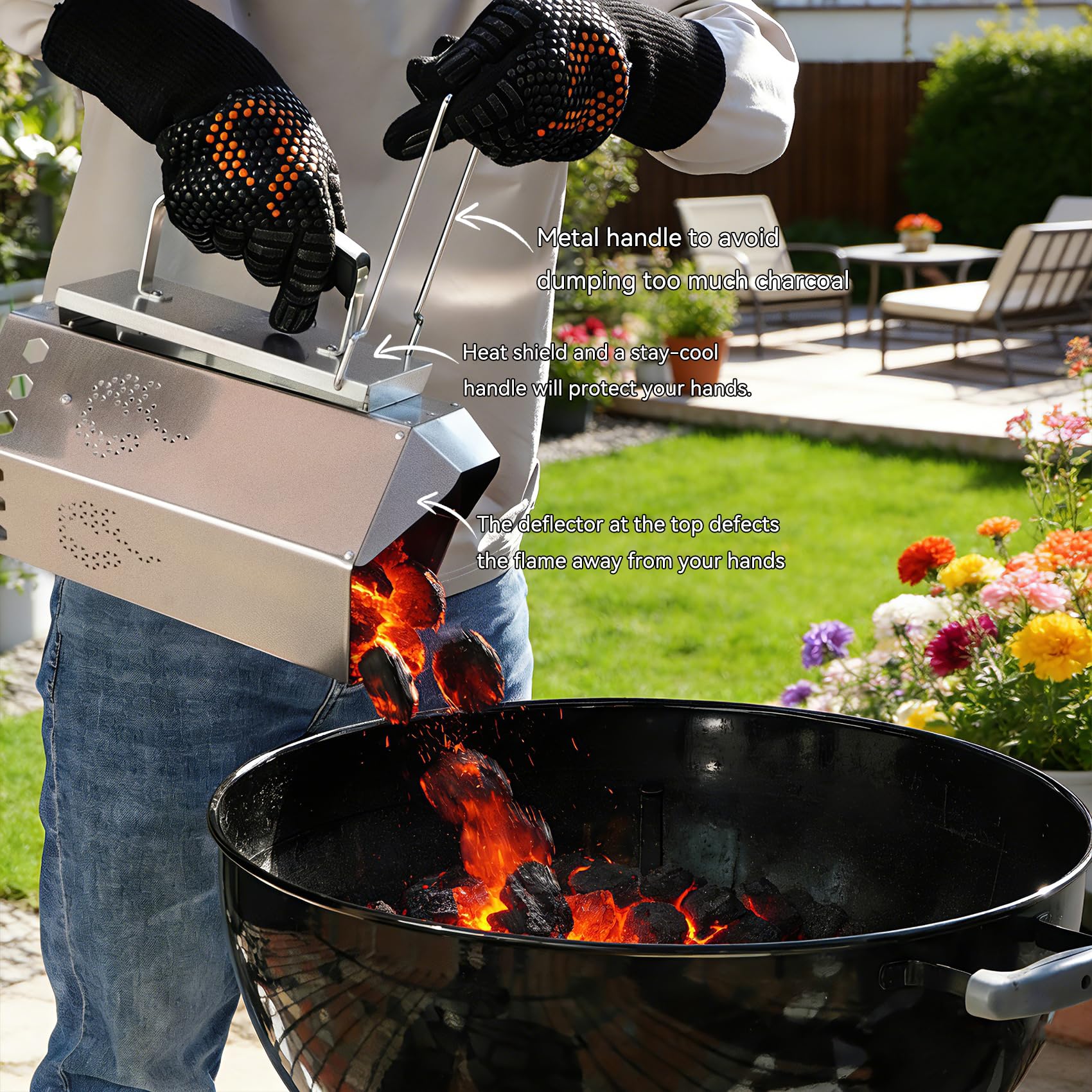 onlyfire Démarreur de cheminée au charbon de bois avec démarreur de charbon de bois, démarreur de cheminée pour barbecue au charbon de bois et barbecues, robuste et facile à utiliser outils de