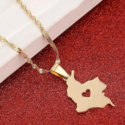 Miniatura 4 de Collar con colgante de mapa de Colombia de acero inoxidable, joyería de mapa colombiano