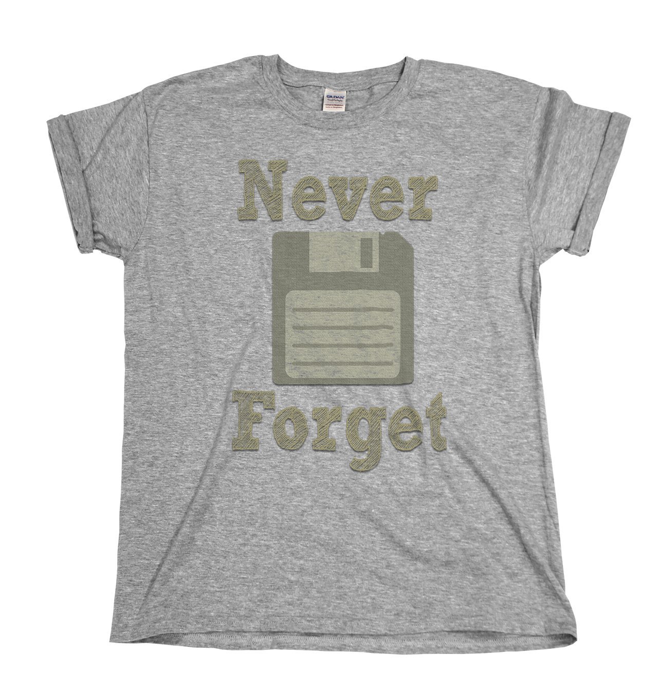buzz shirts Never Forget Retro, Mens or Women's Retro Floppy Disk Organic Cotton T-Shirt Grey