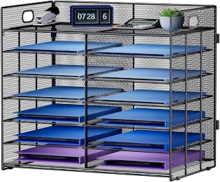 Marbrasse Desktop Literature Organizer, Mesh Paper Organizer, Desk Organizers, File Sorter Mail Center Paper Storage Cabinet Classroom Keepers Mailbox for Office Home School, Black