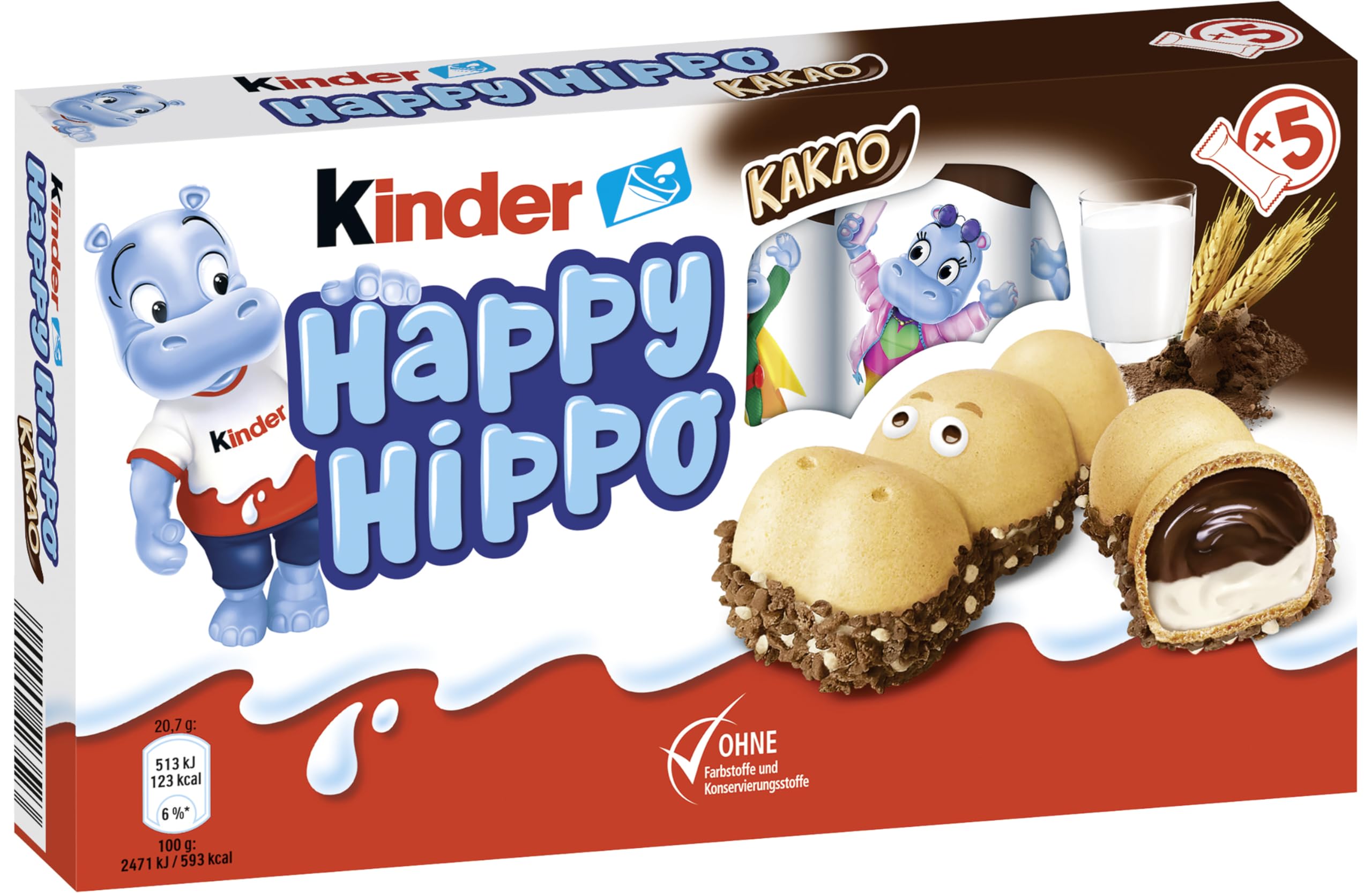KINDER HAPPY HIPPO WAFER COM CREME DE LEITE E CACAU 103,5GR