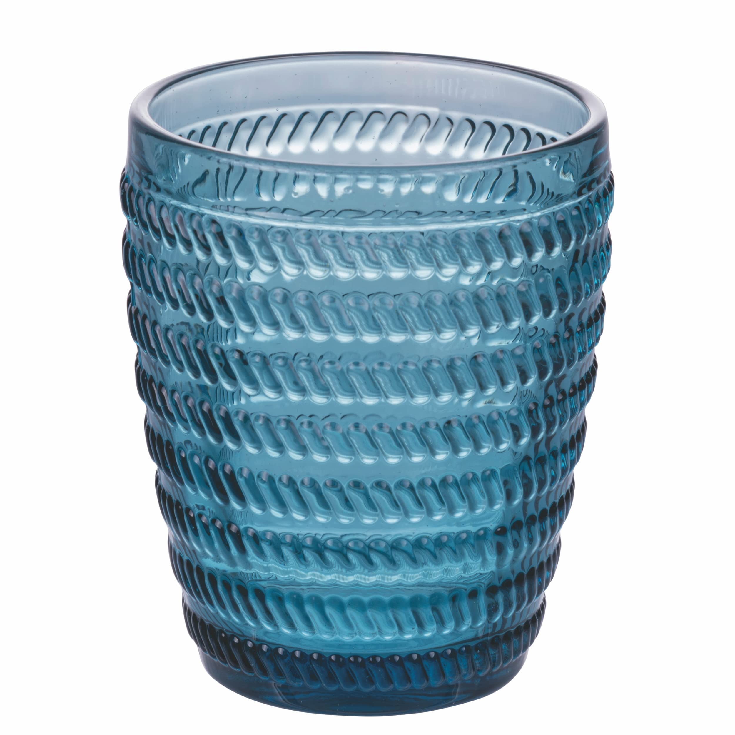 Zestaw 6 szklanek do wody, 350 ml, przezroczyste szkło witrażowe, geometria ocean