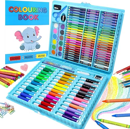 150 piezas de suministros de arte, dibujo, pintura, arte para niños, niñas, niños, adolescentes, estuche de arte incluye pasteles al óleo, crayones disponible en Yaxa Colombia