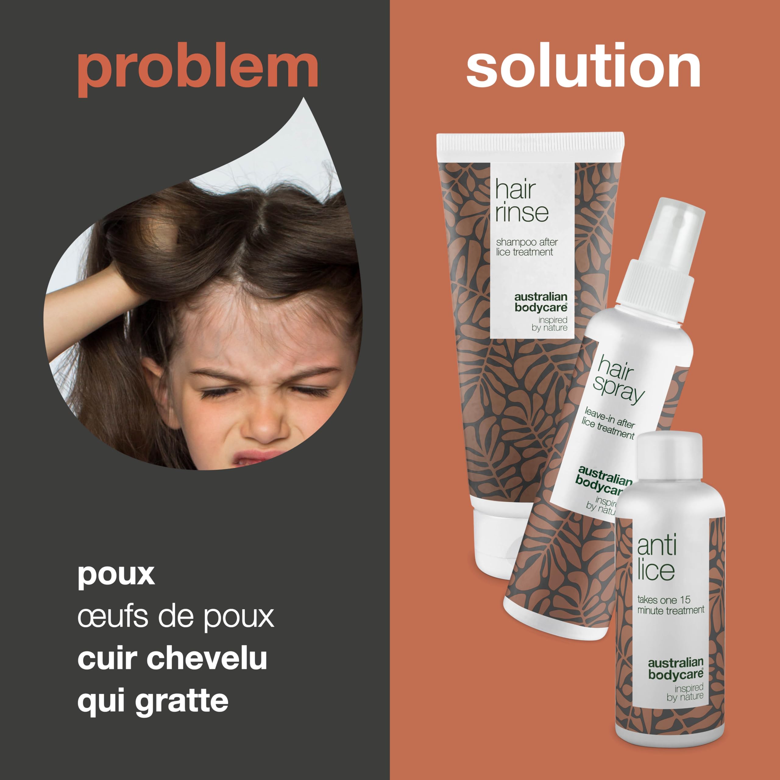 Kit anti-poux à l'huile d'arbre à thé - Solution ultime pour éliminer les poux et les lentes avec un rinçage capillaire, un spray capillaire et un traitement anti-poux