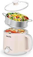 Dezin 1.6L Electric Hot Pot with Steamer - Stainless Steel Ramen Noodle Cooker, Temp Control & Keep Warm for Dorm Office