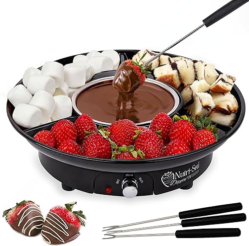 Dippin' Delights - Juego eléctrico de olla para fondue de alta calidad, juego de fondue de chocolate perfecto para fiestas, regalos y citas