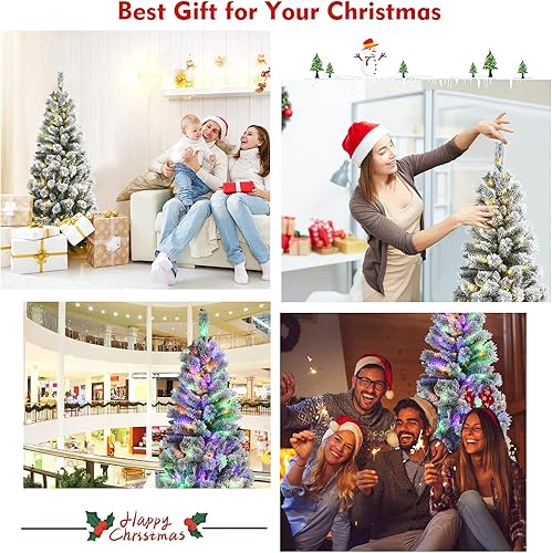 Miniatura 85 de Goplus Árbol de Navidad negro sin luz de 7.5 pies, árbol de Halloween artificial con 1258 puntas de rama, soporte de metal, árbol completo