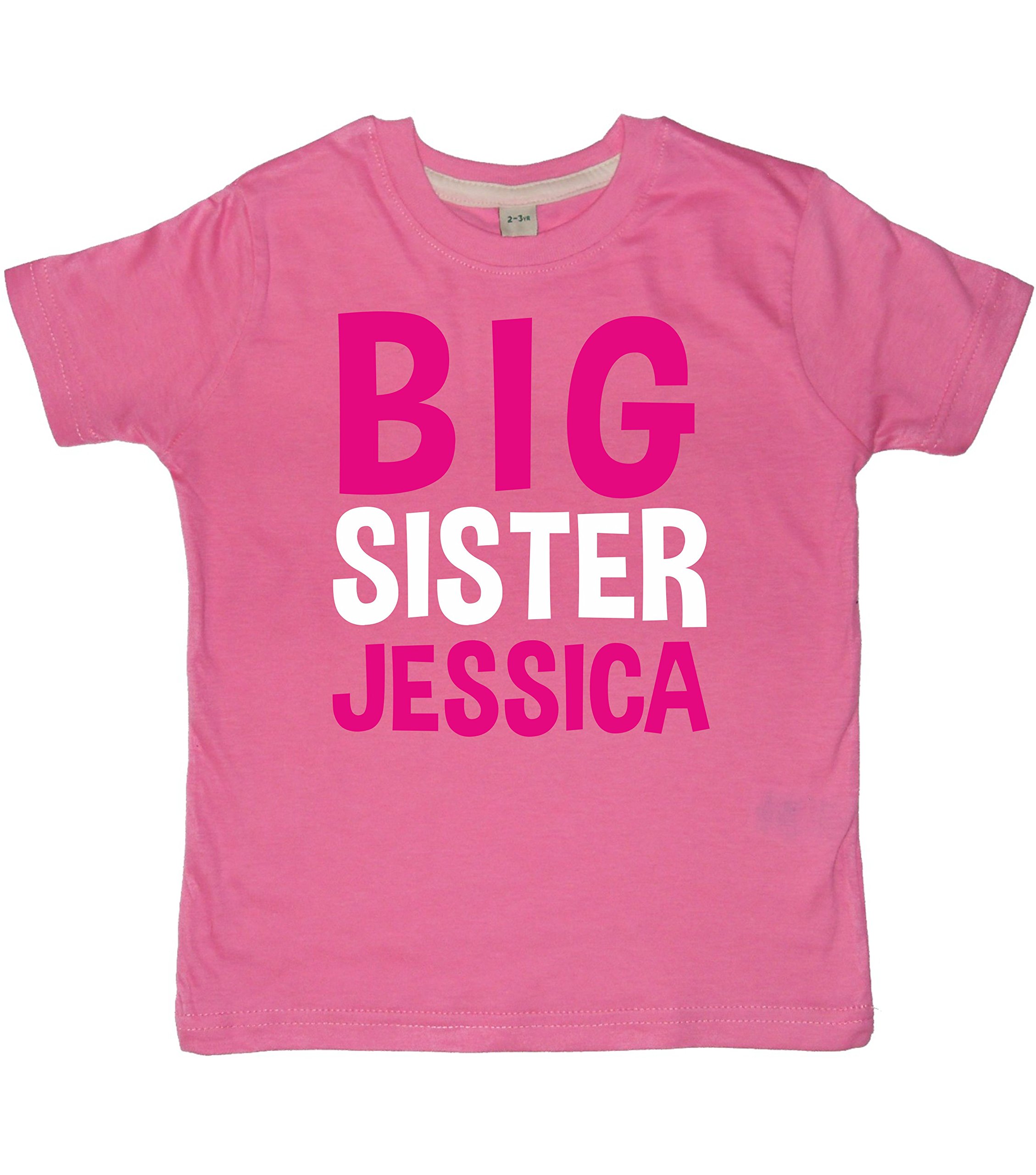 Edward Sinclair | 7-8 Years | Bubblegum Pink T-Shirt | Personalised Big Sister | White & Pink Print