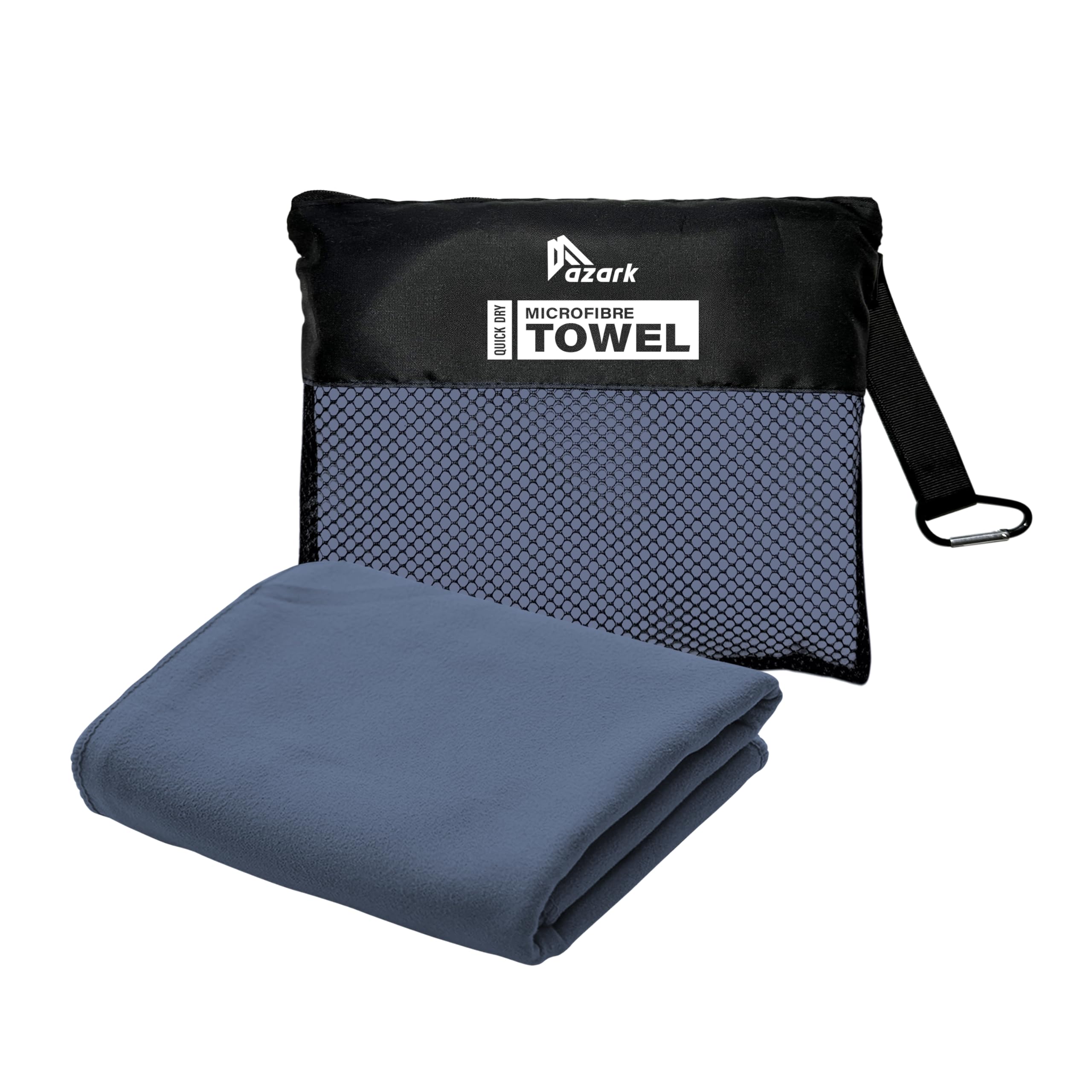 azark Microfibre Towel – Quick Dry, Lightweight & Super Absorbent – Gym, Travel, Yoga, Camping & Beach – Soft & Durable – Multiple Sizes (Navy, XX Large)