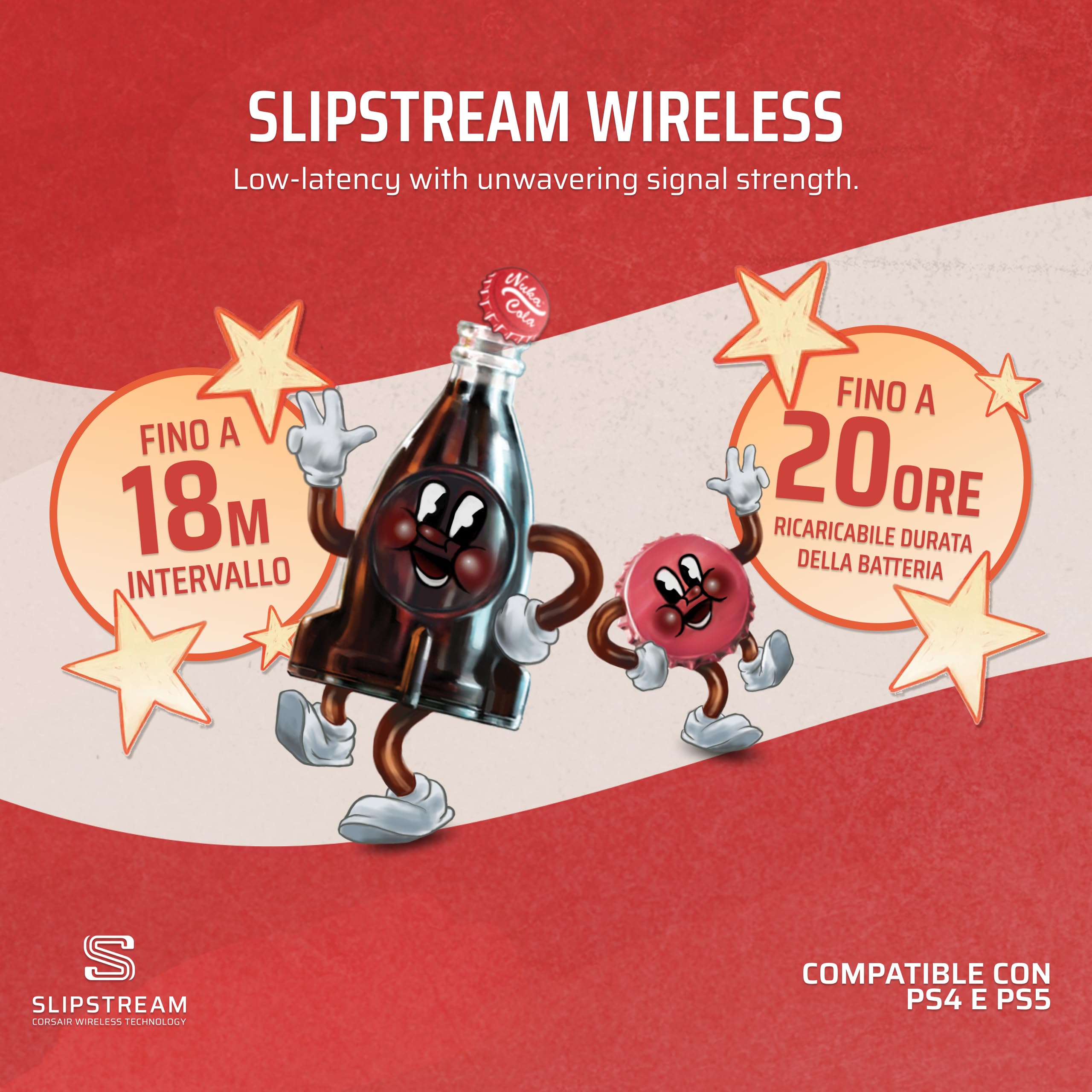 Corsair HS80 RGB WIRELESS Fallout Nuka-Cola Edition Cuffie Da Gioco Multipiattaforma – Dolby Atmos, Leggere, Microfono Di Qualità Broadcast – PC, Mac, PS5, PS4