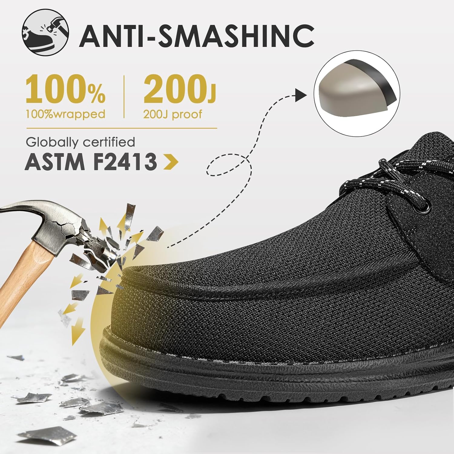 Steel Toe Shoes for Men Slip Resistant Lightweight Work Safety Shoes Non Slip Comfortable Loafers Sneakers - Image 3