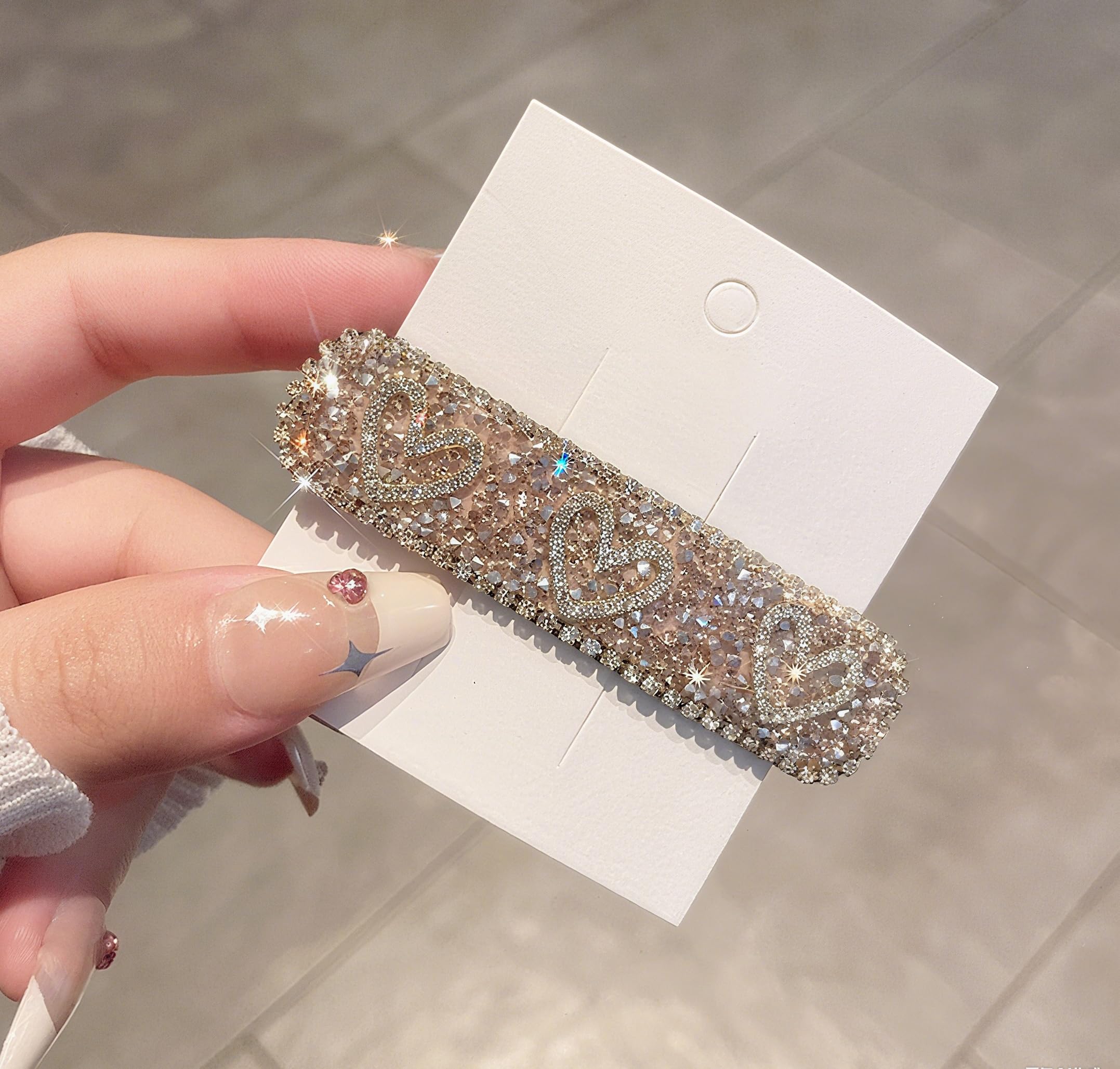Rhinestone Hair Clips Crystal Barrettes for Girl,Fancy Hair Clip,Hair Accessories for Women,Pearl Decorative Hair Clips for Daily Party Prom,Pink Heart-1PCS