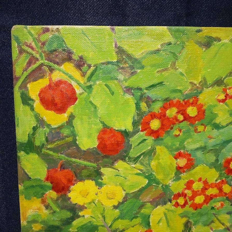 柴田又太郎　油絵　【かごの小菊】 Amazon.co.jp: 217 絵画 油彩 油絵 風景画 柴田又太郎作 菊 額装