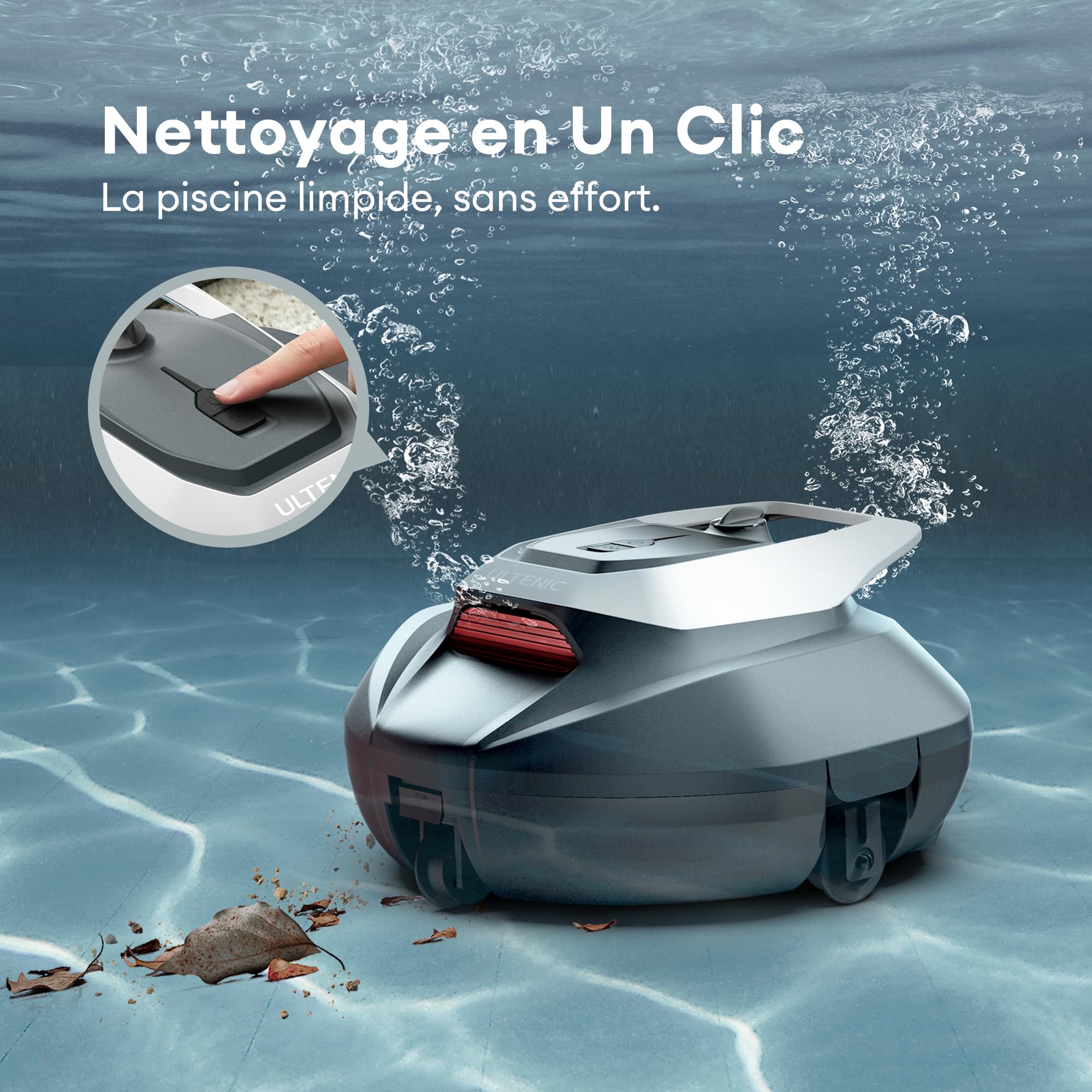 Ultenic Robot Piscine sans Fil, Conception de Récupération sans Crochet, Aspirateur Piscine Automatique Auto Stationnement, Moteurs Doubles, Convient à Une Large Gamme de Piscines
