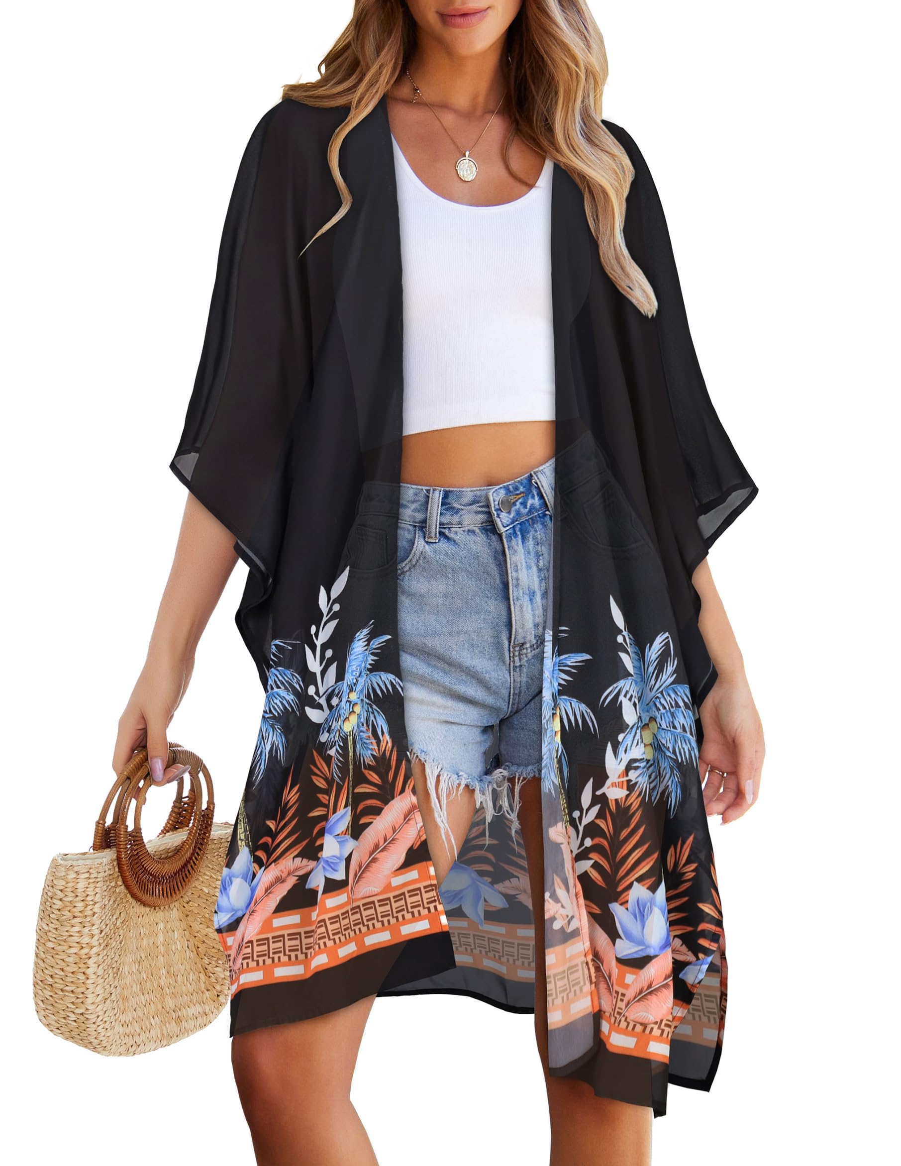 chicgal Women's Kimono Swimsuit Coverups Summer Beach Casual Loose Cardigans for Swimwear-picture-28