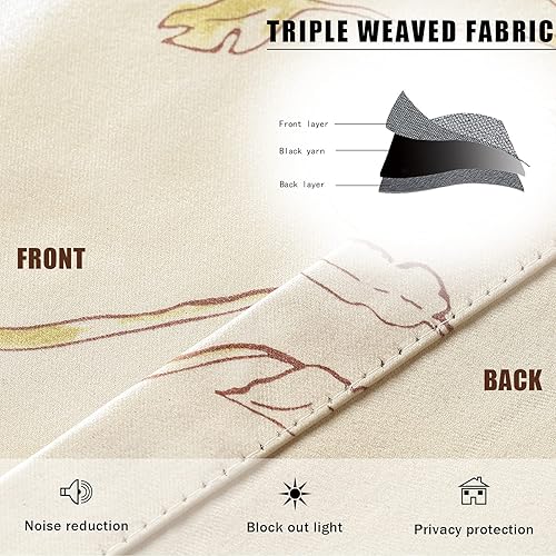 Miniatura 7 de Leeva 2 paneles de cortinas pesadas para oscurecer la habitación, elegantes cortinas de ventana con estampado floral marrón y cortinas para