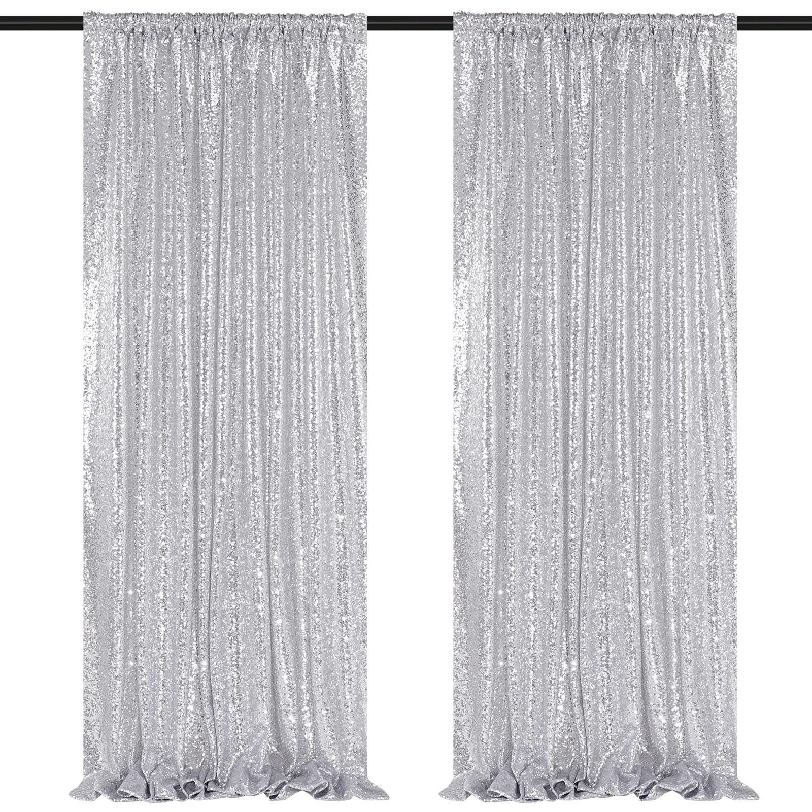 2 Pieces Gold Sequin Backdrop Curtain Panels Stage 2FTx8FT Party Wedding Background Drapes — view 36