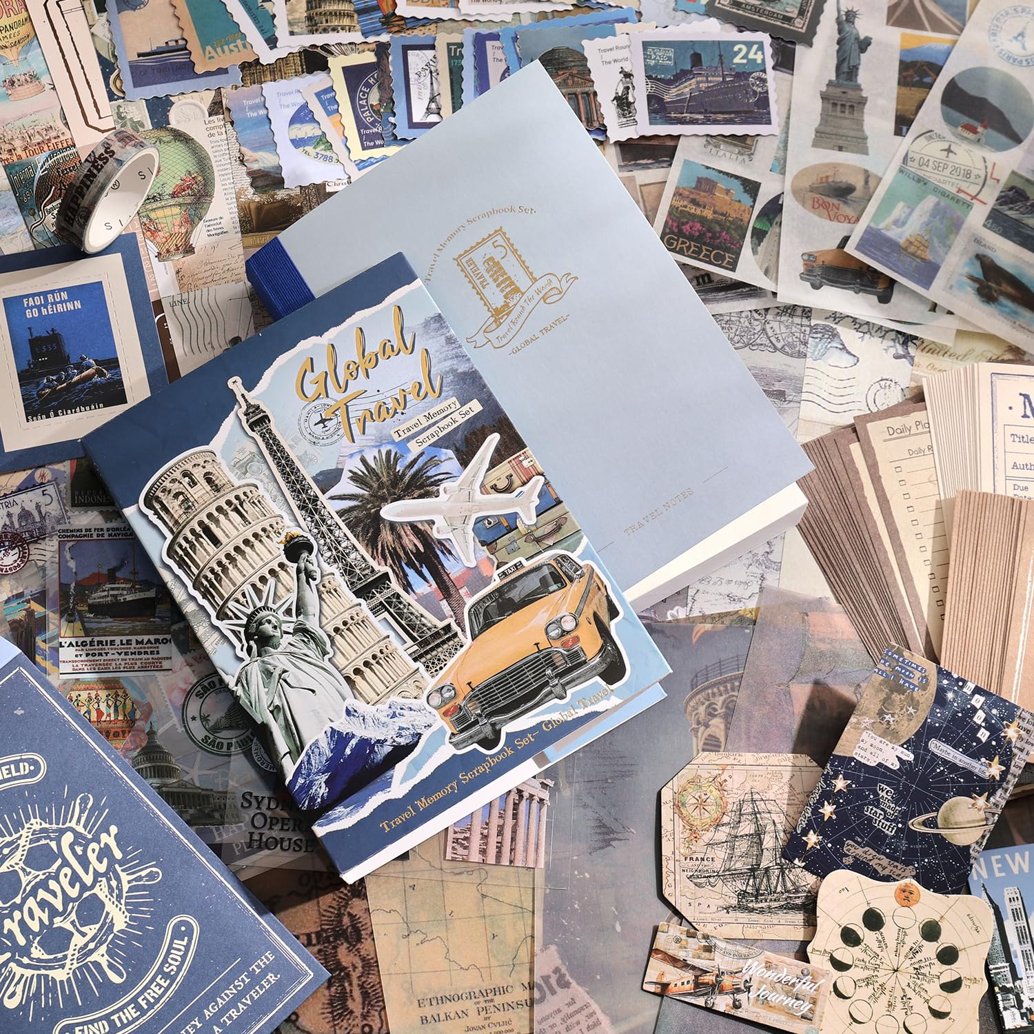 emmoolife Vintage Aesthetic Scrapbooking Supplies Kit, s Botanical Bullet Junk Journal Kit with Journaling Supplies, Tweezers, A6 Grid Notebook,Stationery,Sticker, Birthday Craft Gift for Adult: Journey