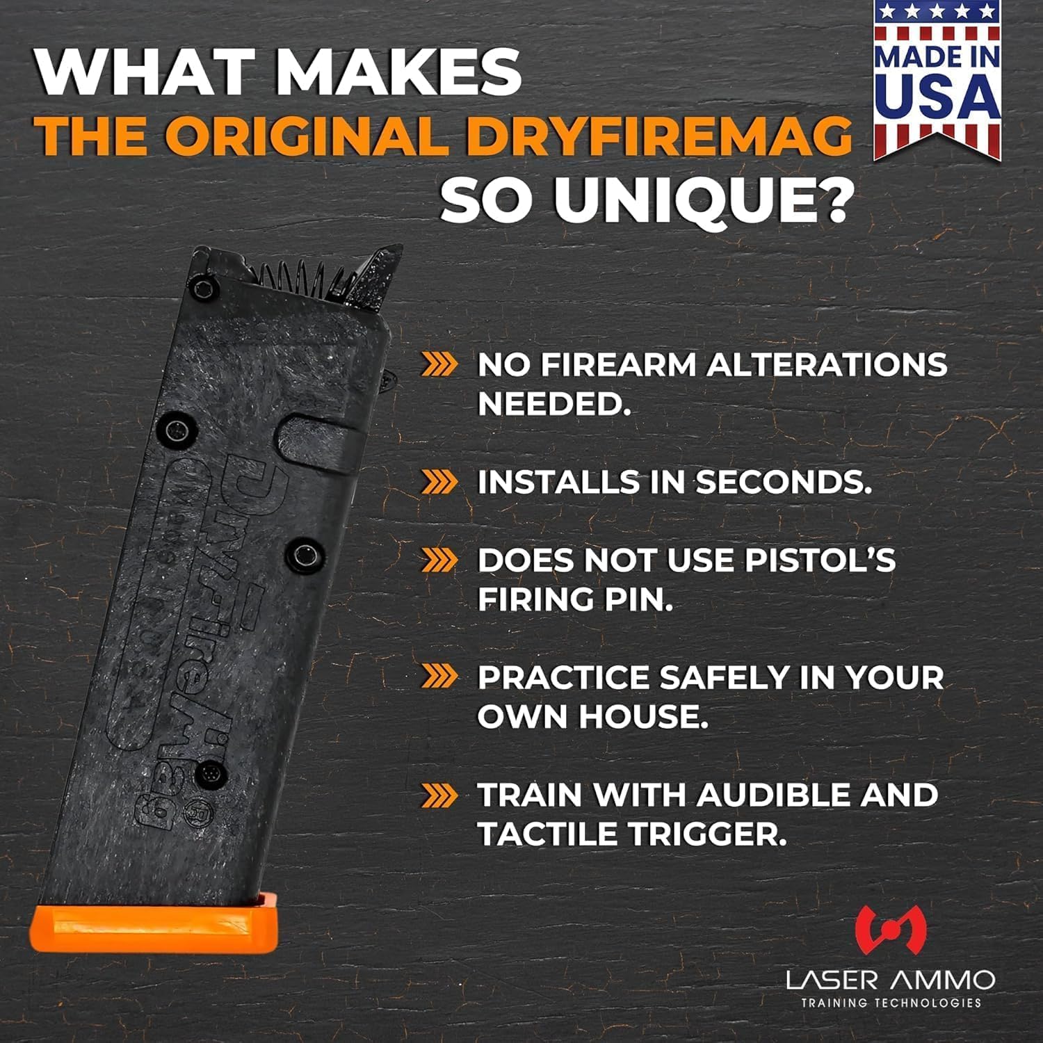 DRYFIREMAG + SureStrike Training Kit - Smart Dryfiremag with Surestrike 9mm Training Laser (Class 1, 3.5mW Maximum Output) (Choose from Red or Invisible)