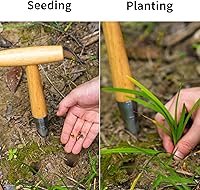 Vista 7 de FLORA GUARD Hand Dibber - Herramienta de jardín con mango de madera para sembrar semillas, dispensador de semillas de 5 pulgadas para plantar dibber