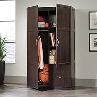 Vista 9 de Sauder Select Multipurpose Bedroom Armoire Wardrobe Closet Pantry Storage Cabinet with Storage Drawers and Hanging Rail, in Cinnamon Cherry